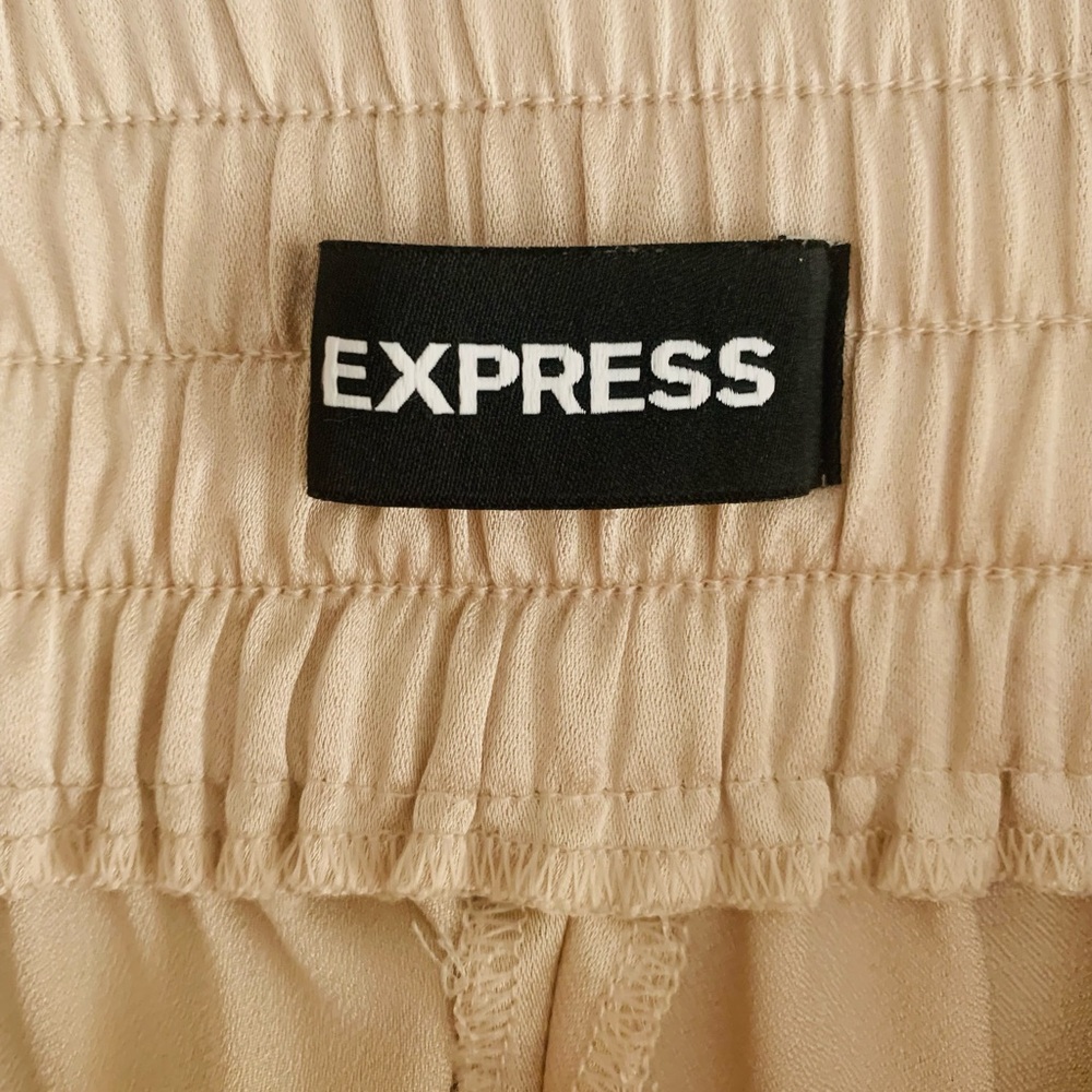 Express High Rise Wide-Leg Pants with Tie Waist Women Size M Beige Quiet Luxury - Picture 10 of 12